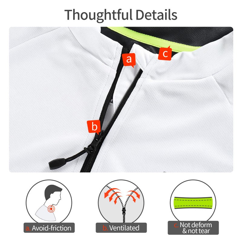 BERGRISAR Men's Basic Cycling Jerseys Short Sleeves Mountain Bike Bicycle Shirt Zipper Pockets White Size X-Large - Image 5